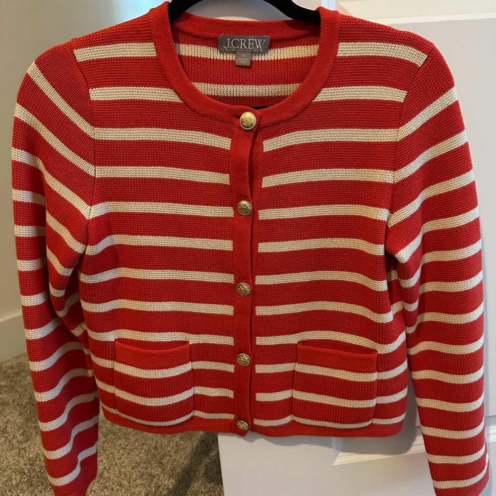 J.Crew Emilie sweater lady jacket in stripe - Red Moroccan Sand